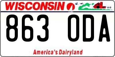 WI license plate 863ODA