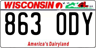 WI license plate 863ODY