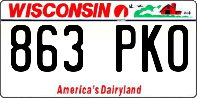 WI license plate 863PKO