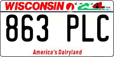 WI license plate 863PLC