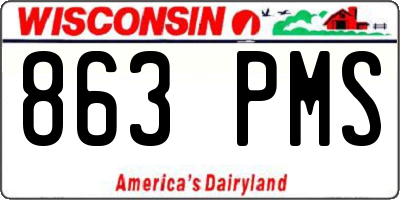 WI license plate 863PMS