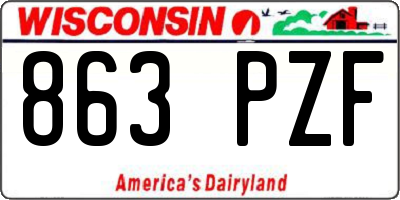 WI license plate 863PZF