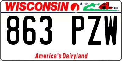 WI license plate 863PZW