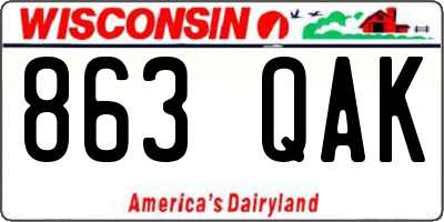 WI license plate 863QAK