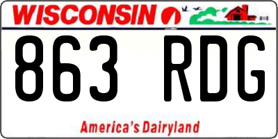 WI license plate 863RDG