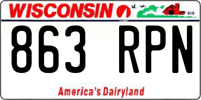 WI license plate 863RPN