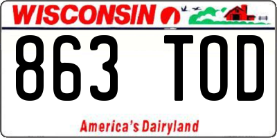 WI license plate 863TOD
