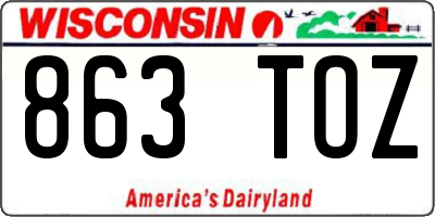 WI license plate 863TOZ