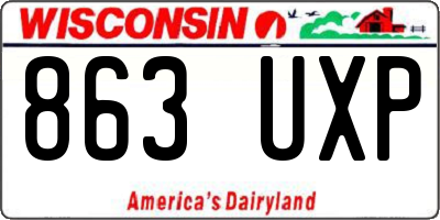 WI license plate 863UXP