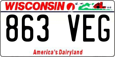 WI license plate 863VEG
