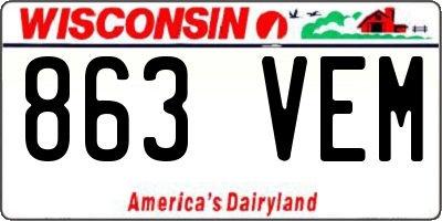 WI license plate 863VEM