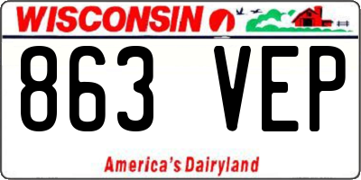 WI license plate 863VEP