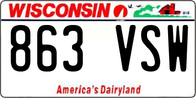WI license plate 863VSW