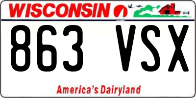 WI license plate 863VSX
