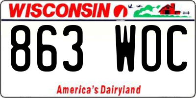 WI license plate 863WOC
