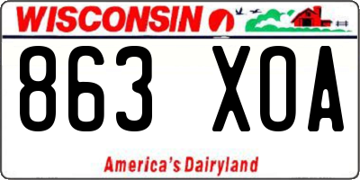 WI license plate 863XOA