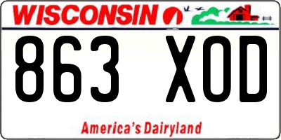 WI license plate 863XOD