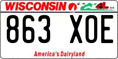 WI license plate 863XOE