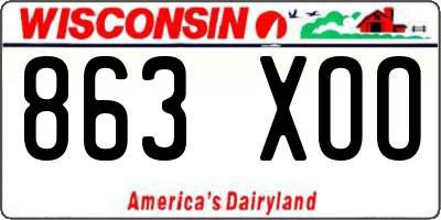 WI license plate 863XOO