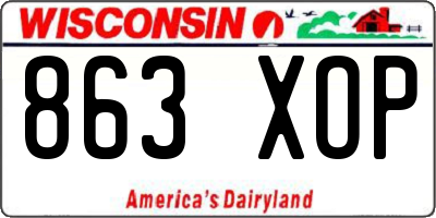WI license plate 863XOP