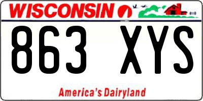 WI license plate 863XYS