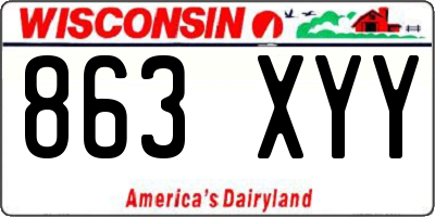 WI license plate 863XYY