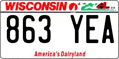 WI license plate 863YEA