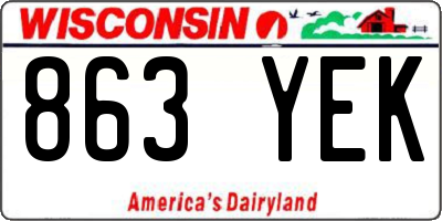 WI license plate 863YEK