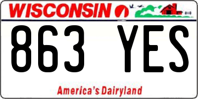 WI license plate 863YES