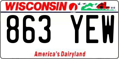 WI license plate 863YEW