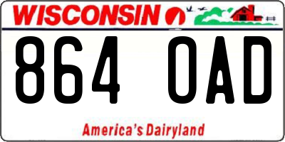 WI license plate 864OAD