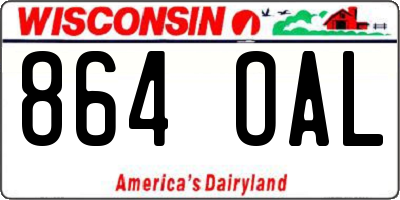 WI license plate 864OAL