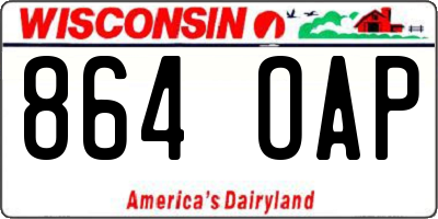 WI license plate 864OAP