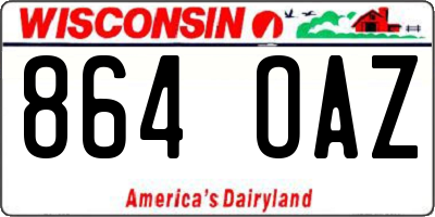 WI license plate 864OAZ