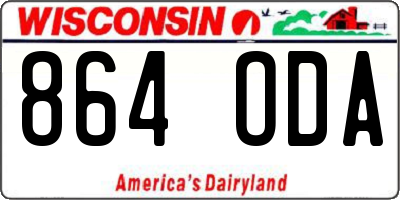 WI license plate 864ODA