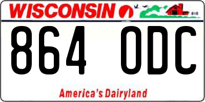 WI license plate 864ODC