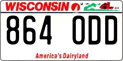 WI license plate 864ODD