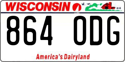 WI license plate 864ODG