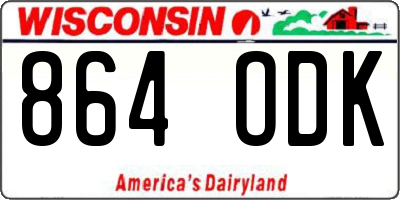 WI license plate 864ODK