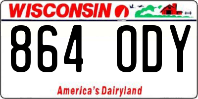 WI license plate 864ODY