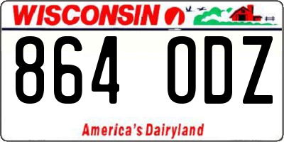 WI license plate 864ODZ