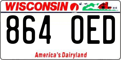 WI license plate 864OED