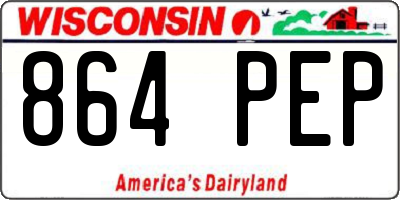 WI license plate 864PEP