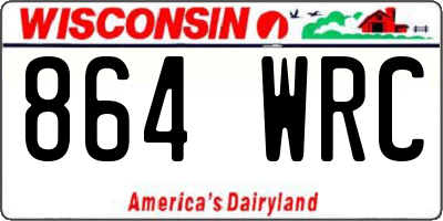 WI license plate 864WRC