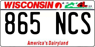 WI license plate 865NCS