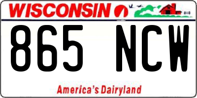 WI license plate 865NCW