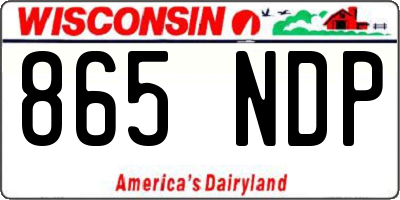 WI license plate 865NDP