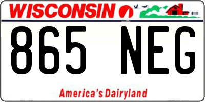 WI license plate 865NEG