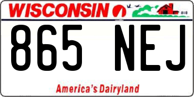 WI license plate 865NEJ