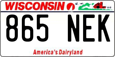 WI license plate 865NEK